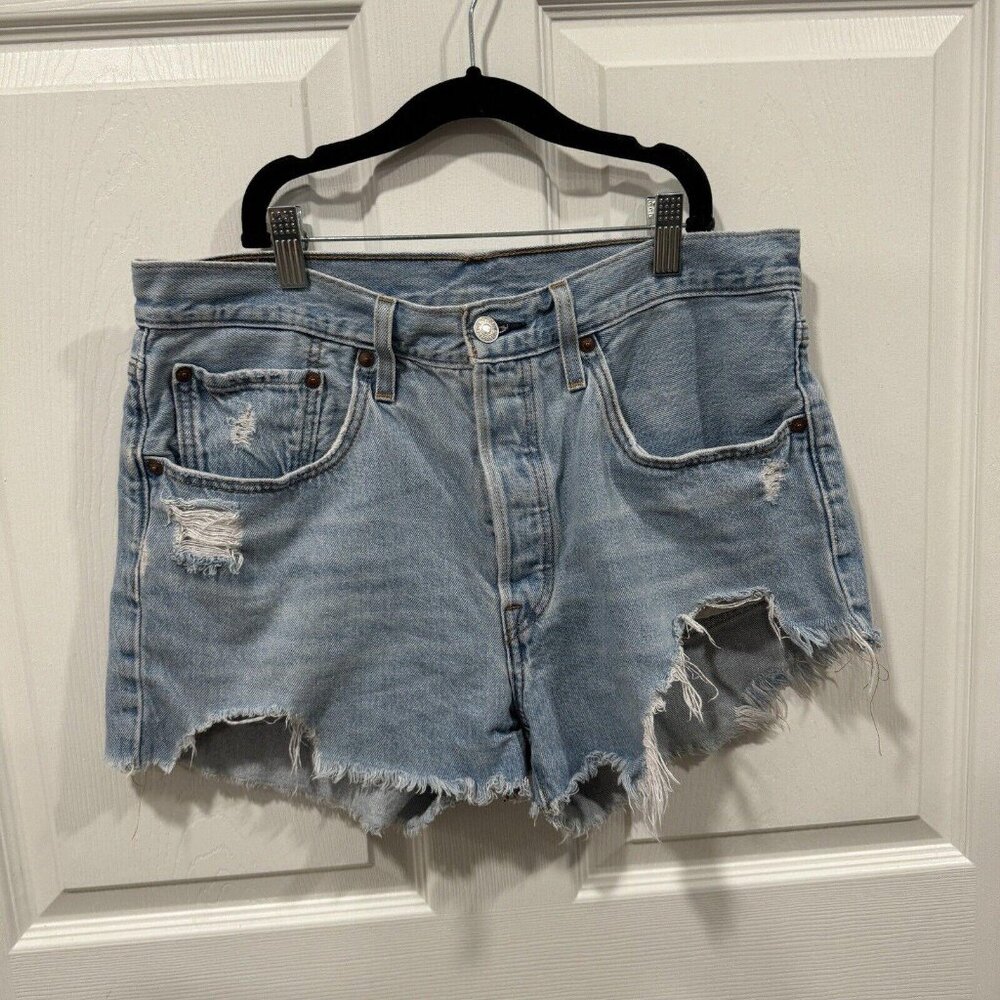 Levi's Light Blue Distressed Denim Cutoff Shorts